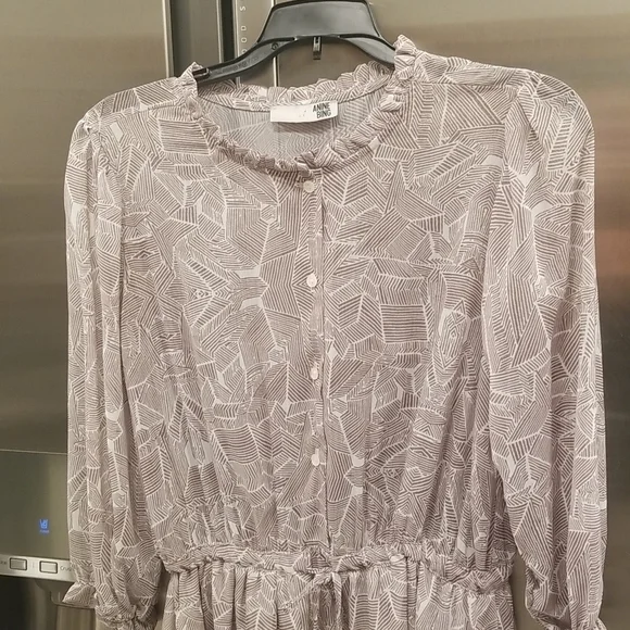 💕ANINE BING💕 Geometric Print Mini Dress ~ Charcoal XS